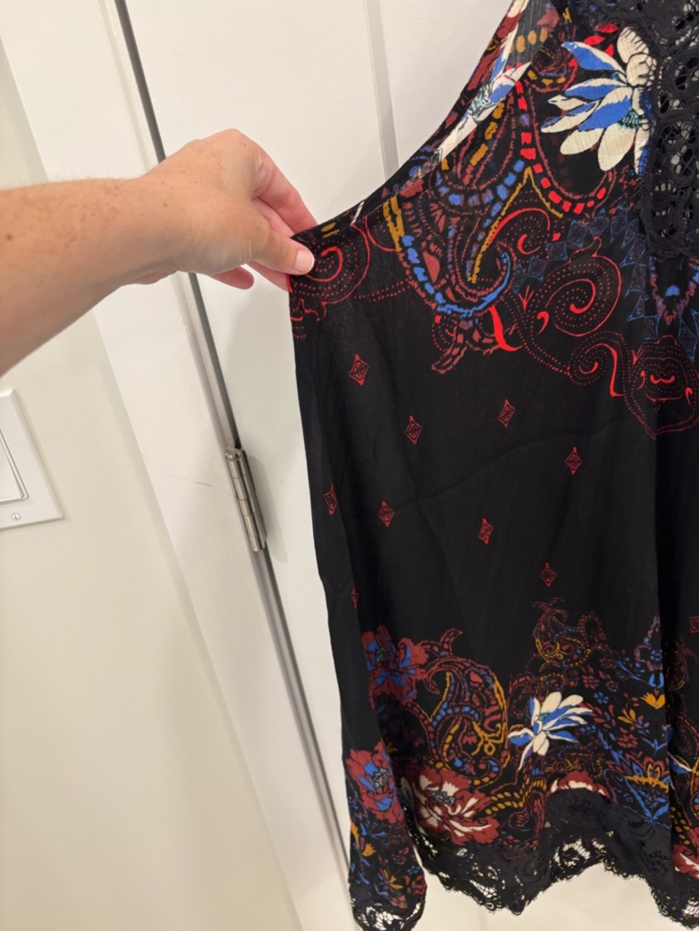 Free People Intimately Whimsygoth Black Lace Who’s Sorry Now Floral Slip Dress L - Picture 9 of 12